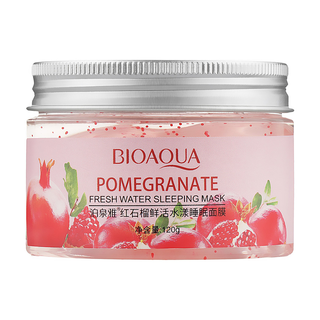 Нічна мінеральна маска для обличчя Bioaqua Pomegranate Fesh Moisturizing Mineral Sleep Mask з екстрактом граната та гіалуроновою кислотою, 120 г
